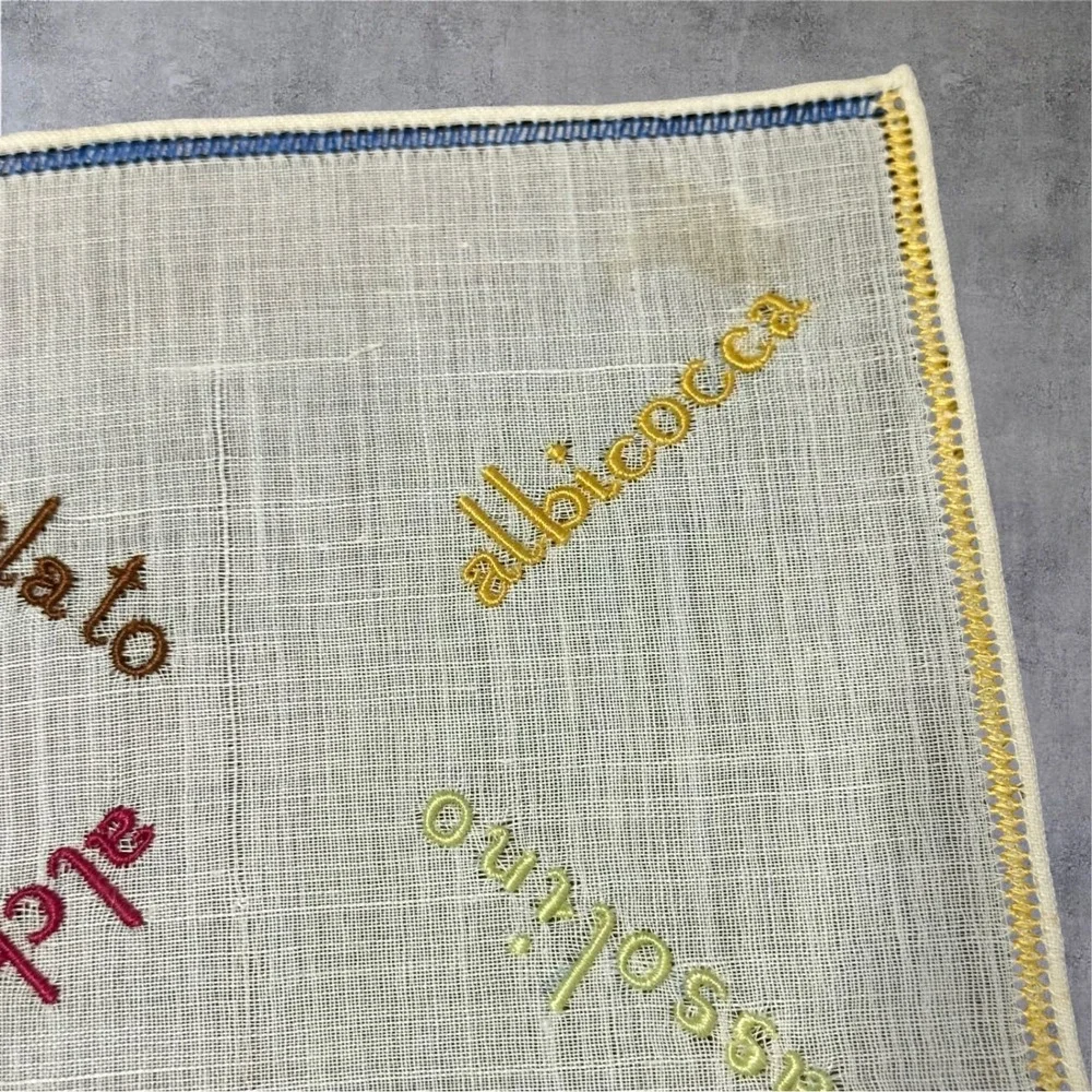 Set‎ of 6 MCM Retro Cocktail Napkins Multi Embroidered Italian Linen
